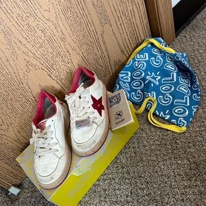 Golden Goose Kids White Sneakers with Red Star